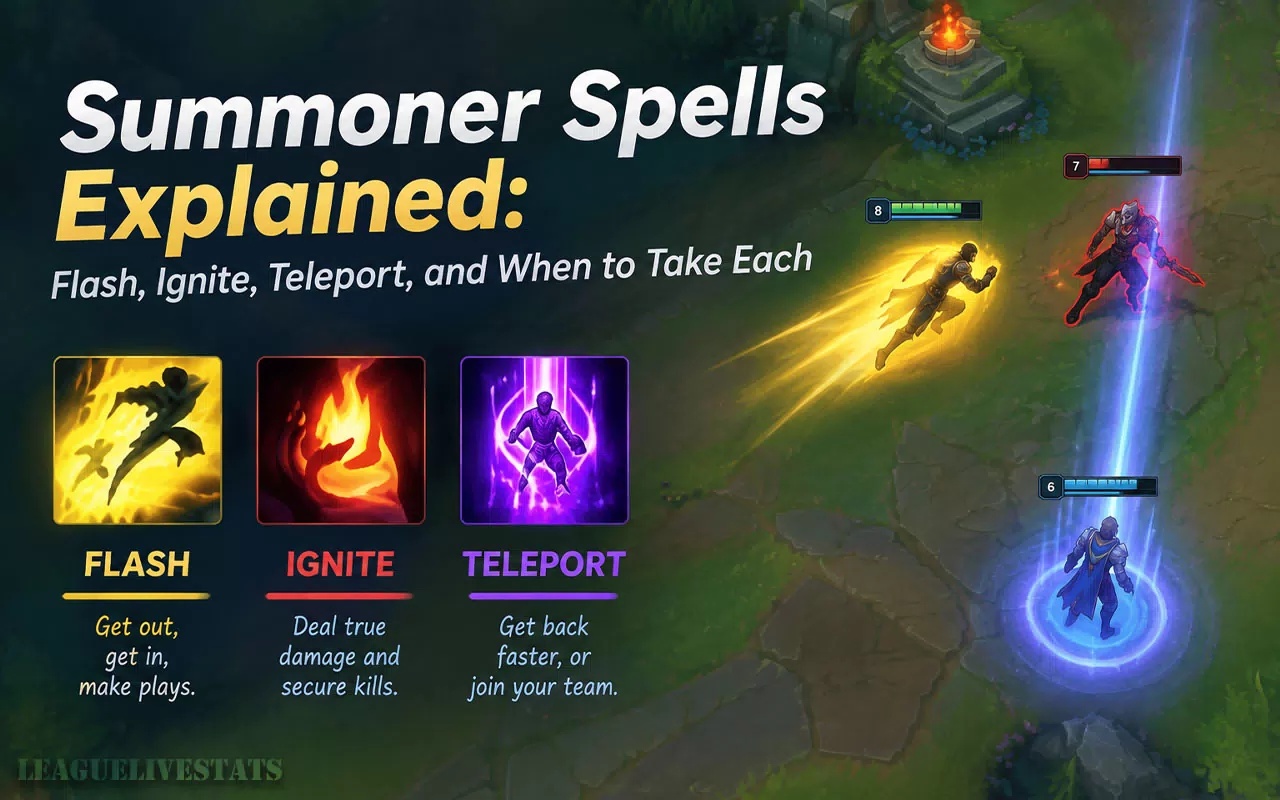 Summoner Spells Explained: Flash, Ignite, Teleport, and When to Take Each